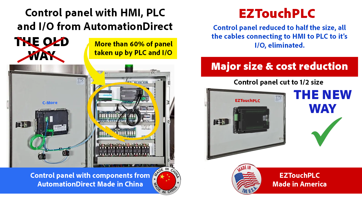 Old and new way of using integrated HMI and PLC