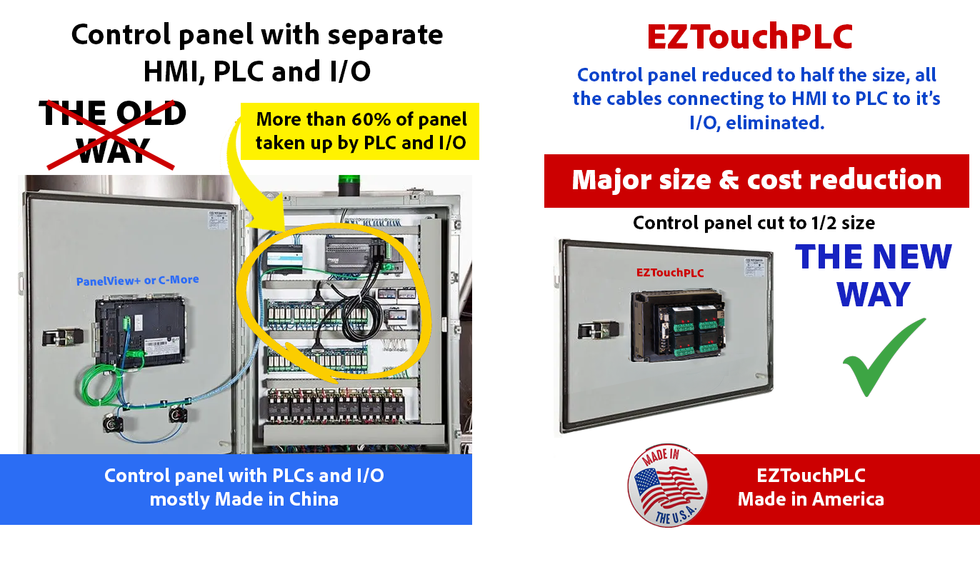 Old and new way of using integrated HMI and PLC