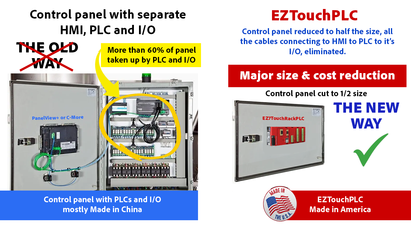 Old and new way of using integrated HMI and PLC