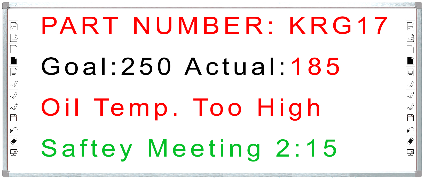 message displayed on digital white board